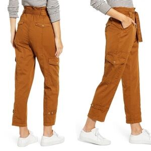ALEX MILL Womens Expedition Cotton Belted Cargo Pants Russet Brown size 2